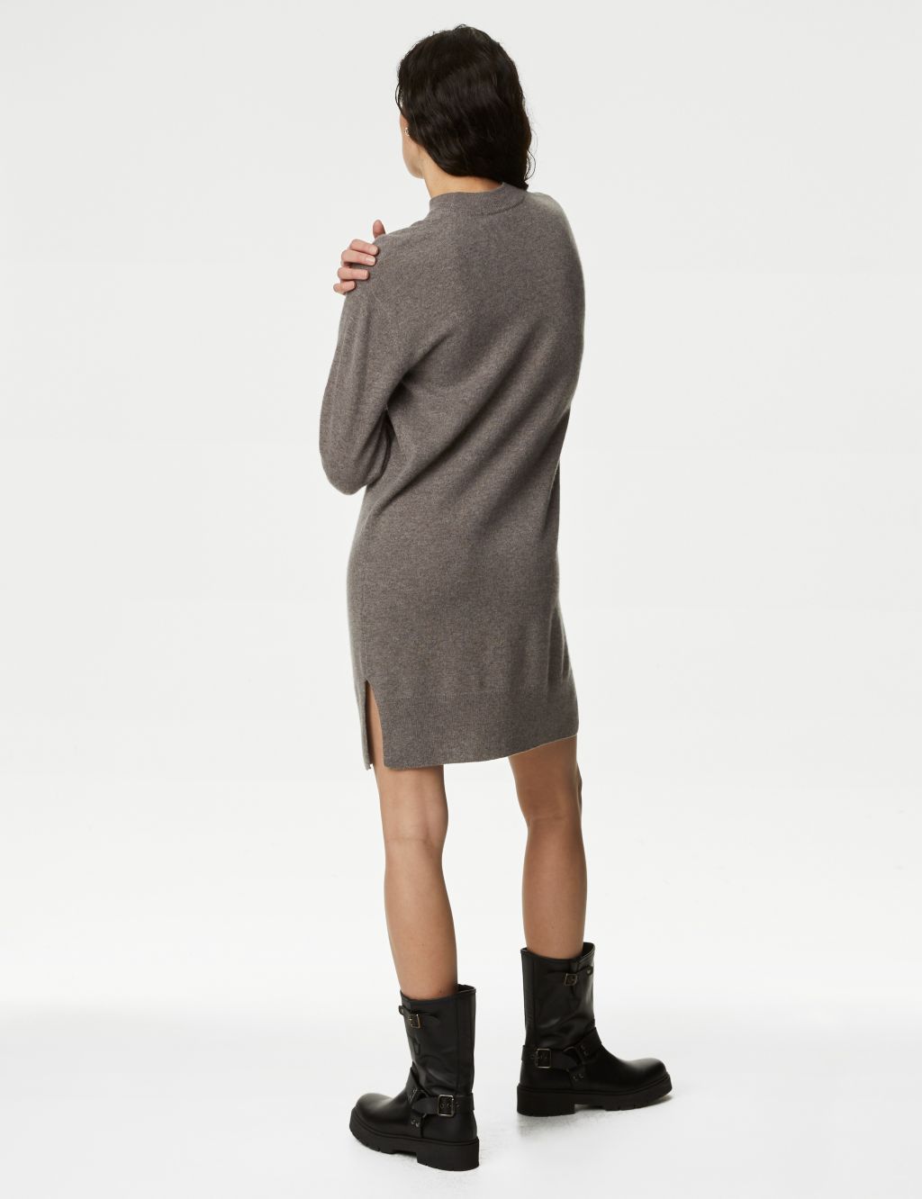 Pure Cashmere Crew Neck Mini Knitted Dress image 5
