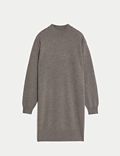 Pure Cashmere Crew Neck Mini Knitted Dress