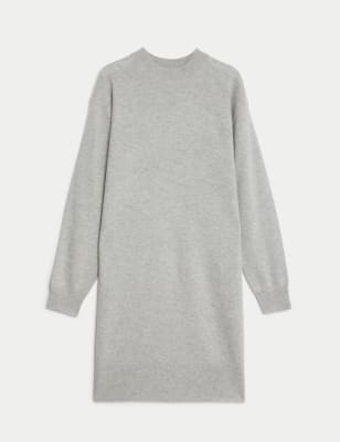 Pure Cashmere Crew Neck Mini Knitted Dress