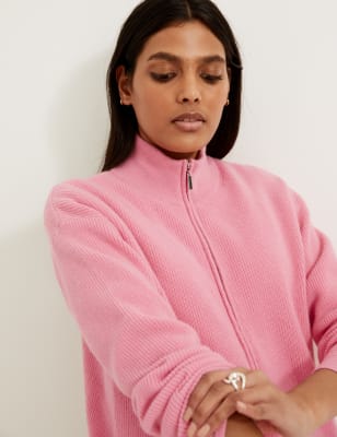 

Womens Autograph Pure Cashmere Funnel Neck Zip Up Jumper - Petal Pink, Petal Pink