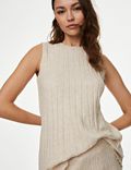 Textured Crew Neck Knitted Top