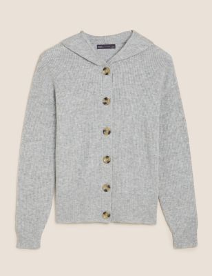 M&S Womens Soft Touch Ribbed Hooded Cardigan