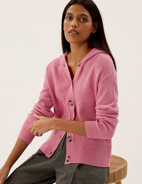 Soft Touch Ribbed Hooded Cardigan - NO