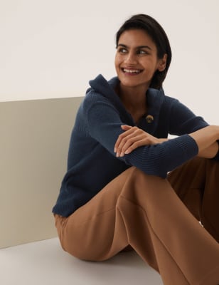 

Womens M&S Collection Soft Touch Ribbed Hooded Cardigan - Navy, Navy