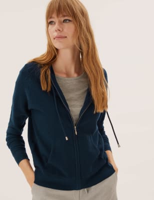 

Womens M&S Collection Soft Touch Textured Hoodie - Navy, Navy