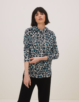 

Autograph Sudadera con capucha 100% cashmere con estampado animalWomens - Oatmeal Mix, Oatmeal Mix