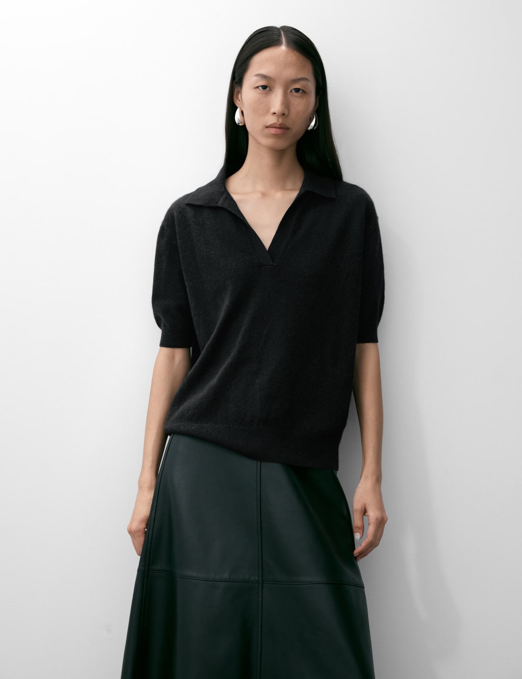 Pure Cashmere Collared Knitted Top image 4