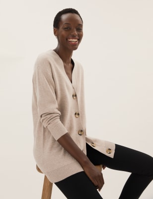 

M&S Collection Cárdigan de tacto suave de escote en picoWomens - Fawn, Fawn