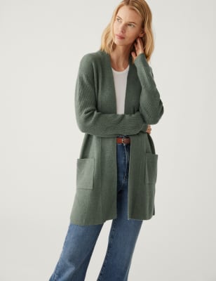 

M&S Collection Cárdigan largo acanalado de tacto suaveWomens - Dark Khaki, Dark Khaki