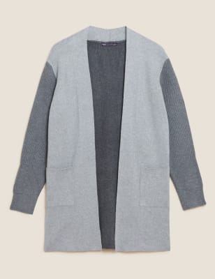

Womens M&S Collection Soft Touch Colour Block Relaxed Cardigan - Grey Mix, Grey Mix