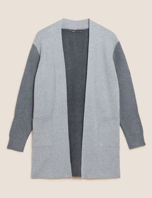 M&S Womens Soft Touch Colour Block Relaxed Cardigan