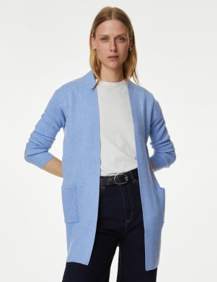 

Womens M&S Collection Lang geschnittene, weiche Strickjacke - Medium Blue, Medium Blue