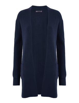 

Womens M&S Collection Lang geschnittene, weiche Strickjacke - Navy, Navy