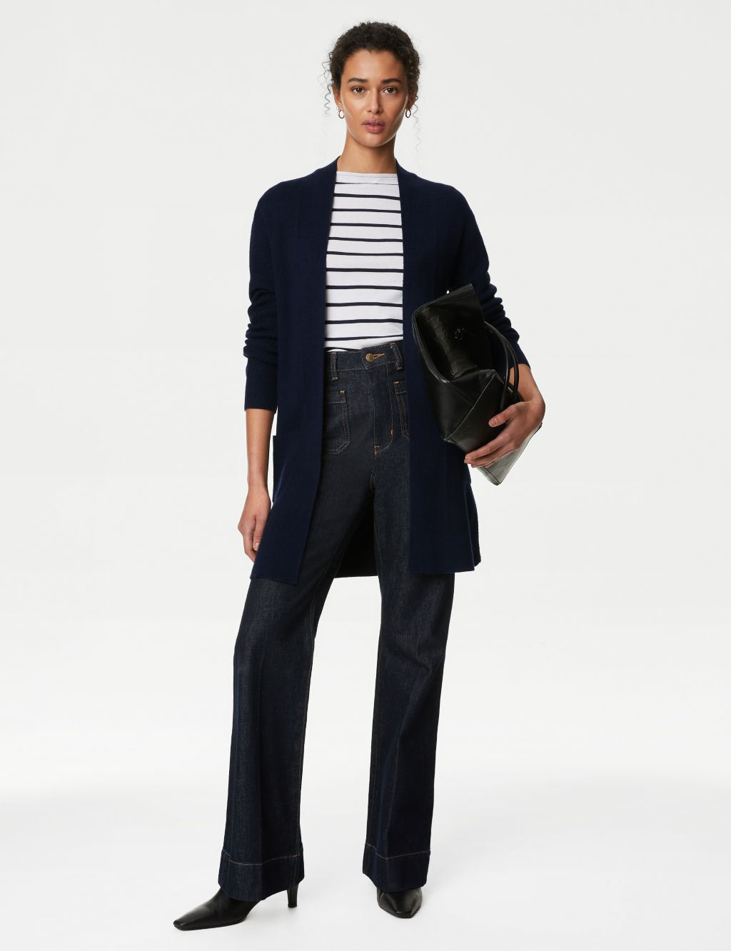 Womens Ex M&S Long Sleeve Cardigan Navy V Neck Ladies Cotton Soft Casu –  London Top Style