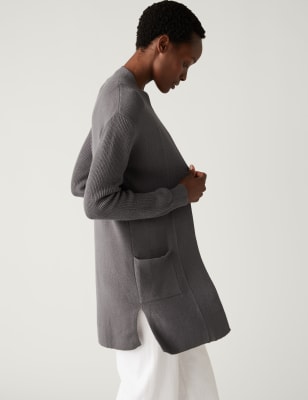 

Womens M&S Collection Lang geschnittene, weiche Strickjacke - Slate, Slate