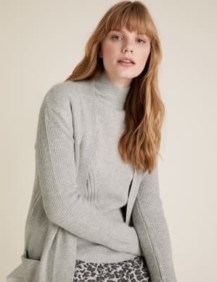  Gilet long en maille toucher doux - Grey Marl