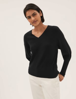 

Womens M&S Collection Soft Touch V-Neck Jumper - Black, Black
