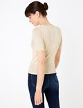 Ribbed Crew Neck Short Sleeve Knitted Top