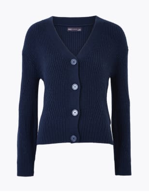 Cotton Ribbed Cardigan with Wool Cotton Ribbed Cardigan with Wool