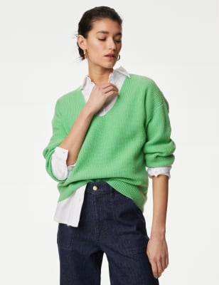 

Autograph Jersey acanalado de lana merino con cashmereWomens - Leaf, Leaf