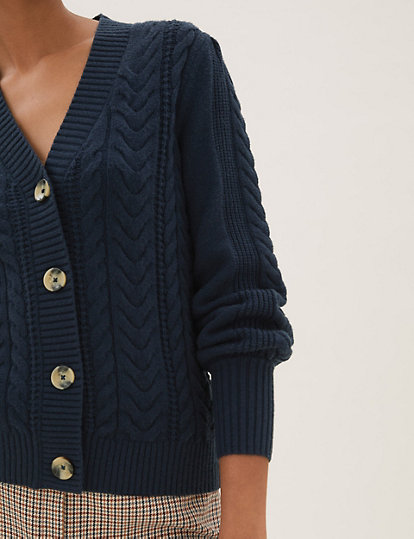 Soft Touch Cable Knit V-Neck Cardigan