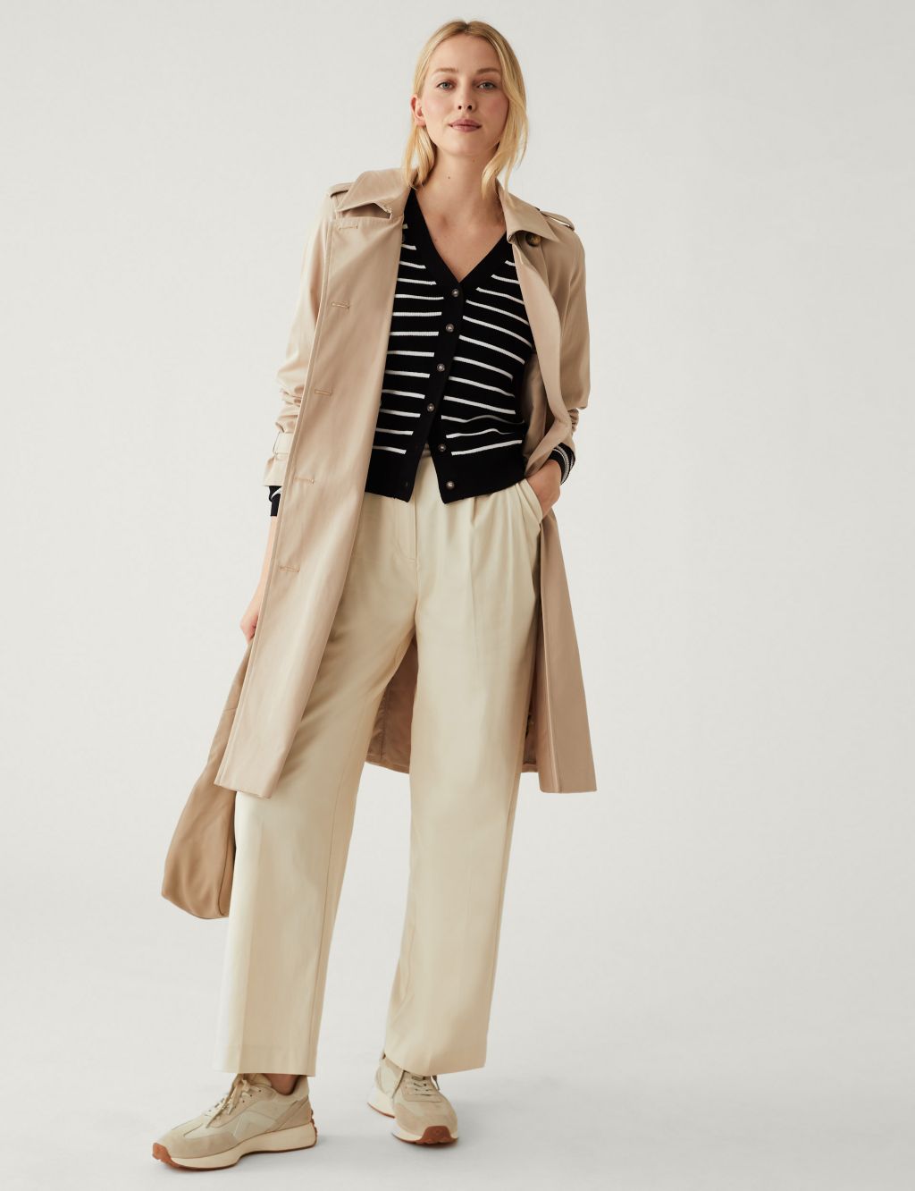Striped V-Neck Button Front Cardigan image 1