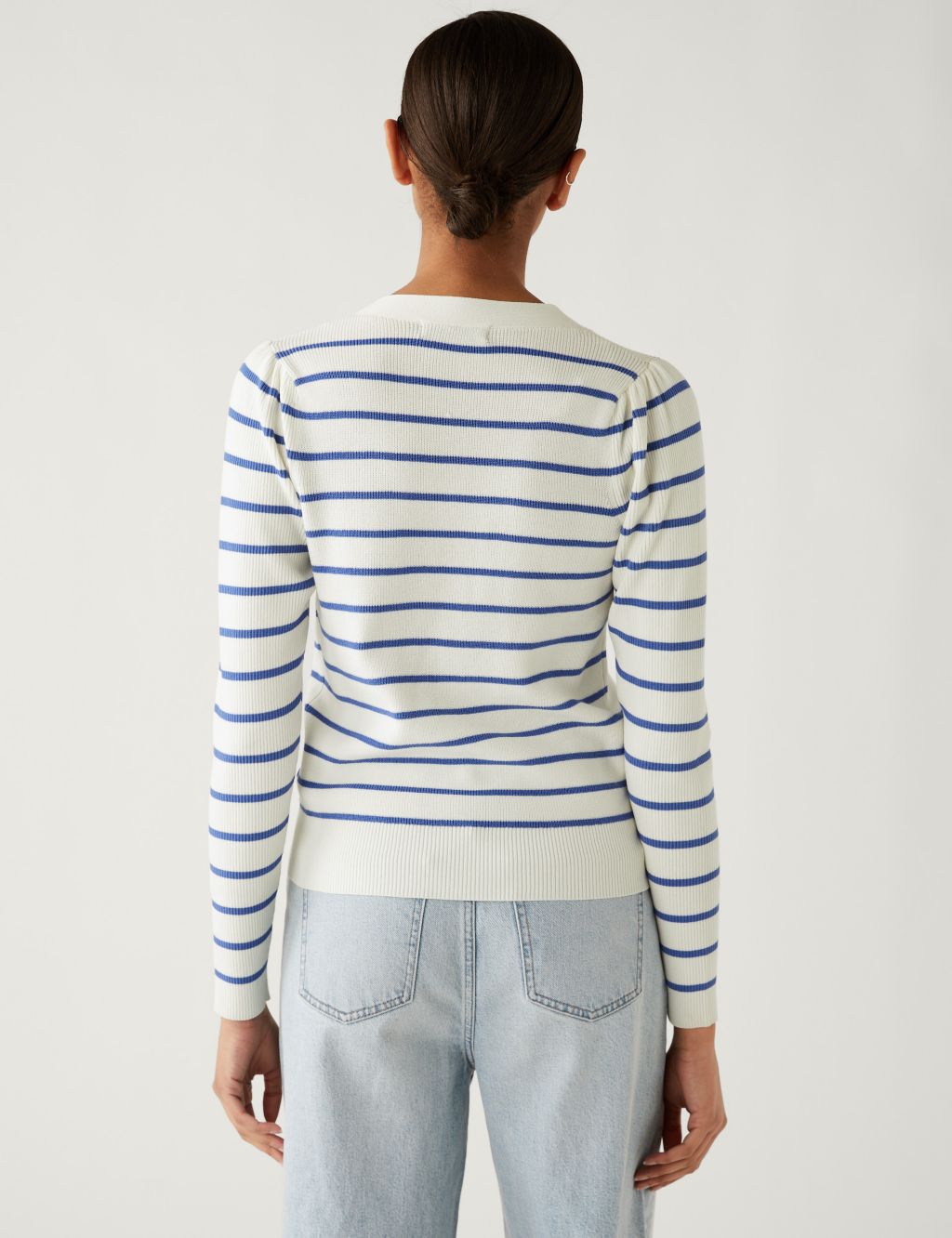 Striped V-Neck Button Front Cardigan image 4