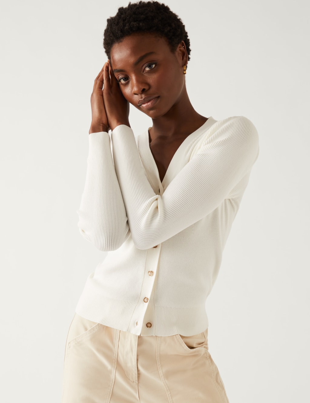 Ribbed V-Neck Cardigan image 3