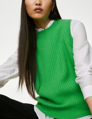 

Womens Autograph Merino Wool With Cashmere Knitted Vest - Acid Green, Acid Green