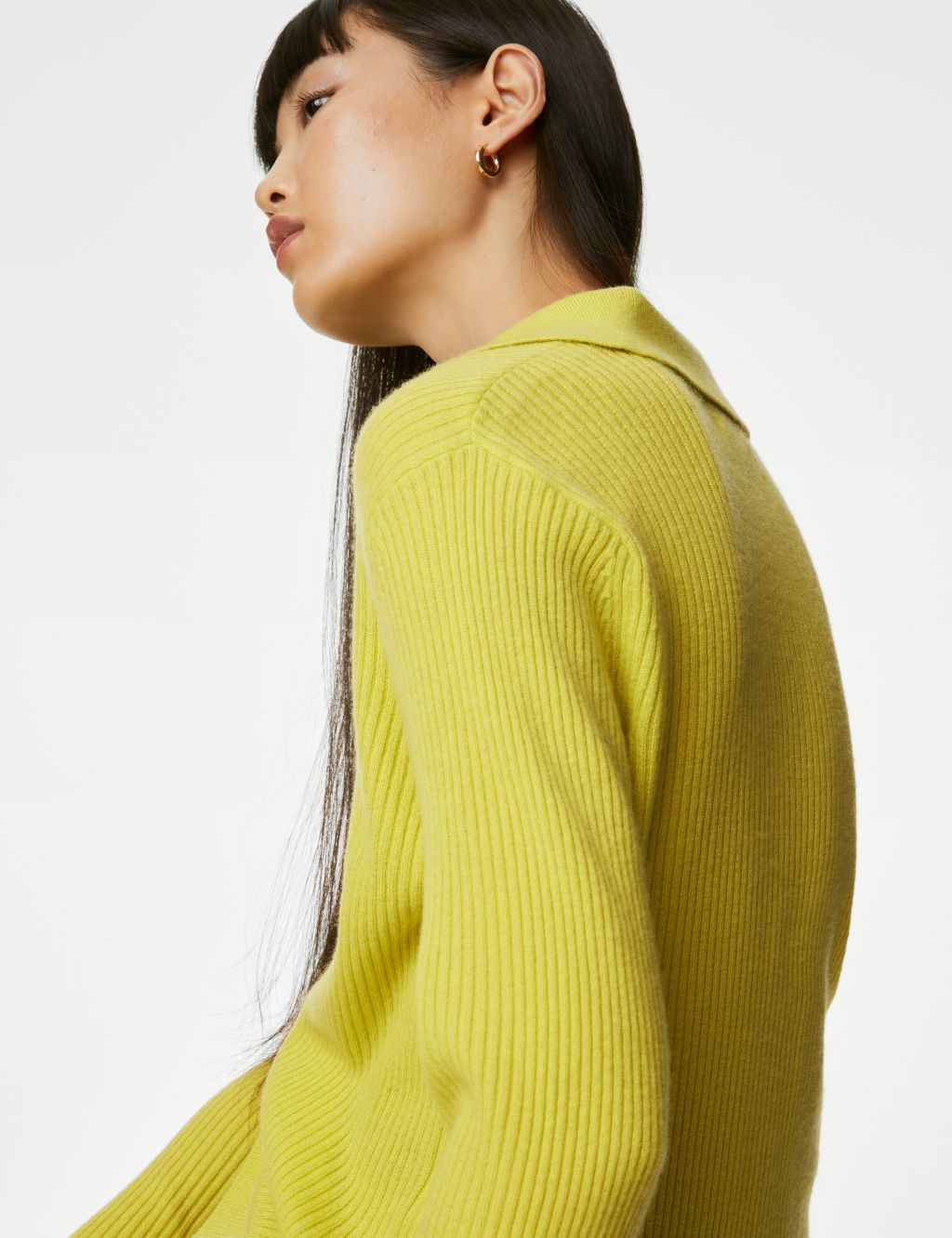 Merino Wool with Cashmere Collared Jumper image 3