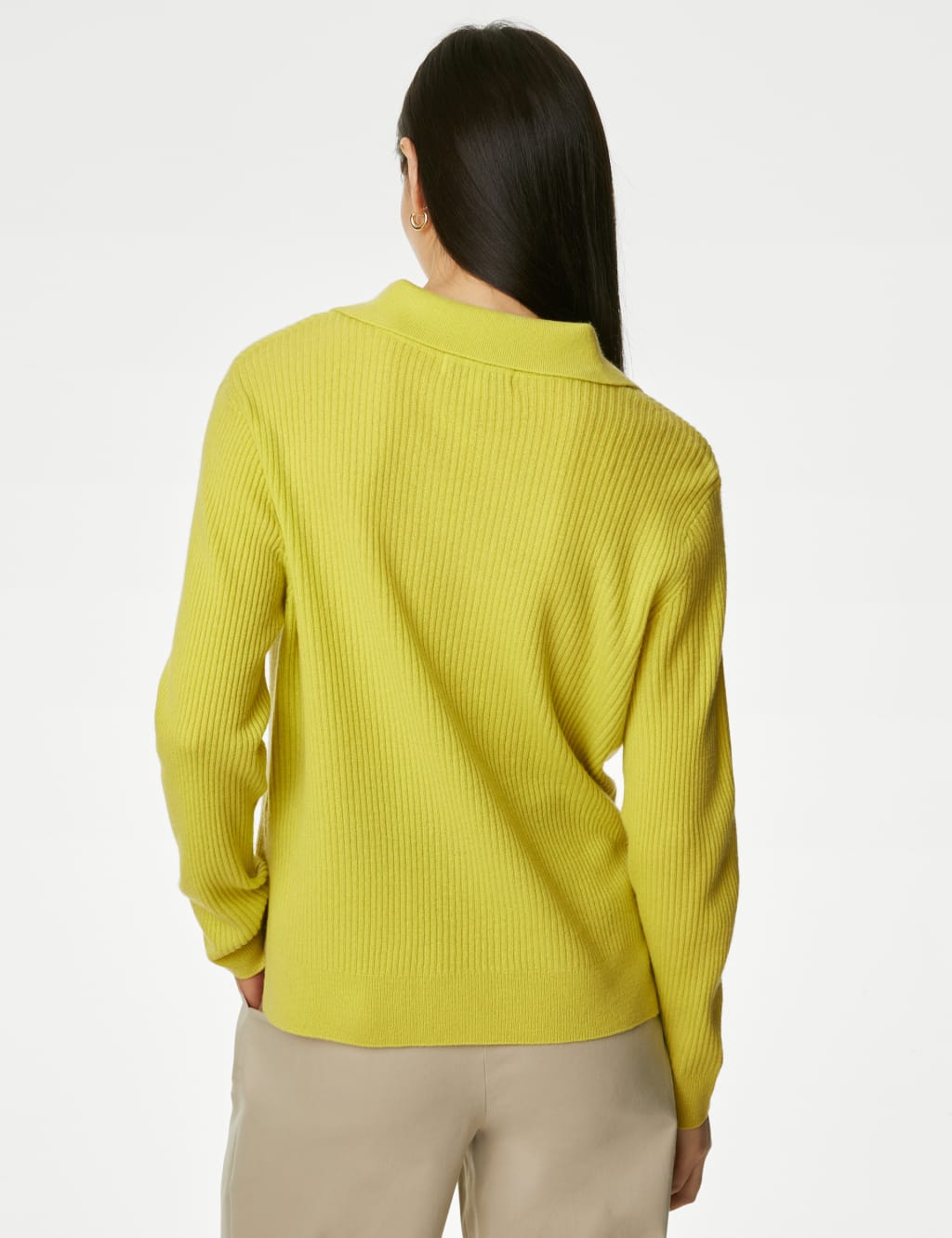 Merino Wool with Cashmere Collared Jumper image 5