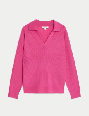 Merino Wool with Cashmere Collared Jumper