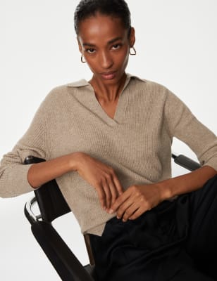 

Womens Autograph Merino Wool with Cashmere Collared Jumper - Cappuccino, Cappuccino