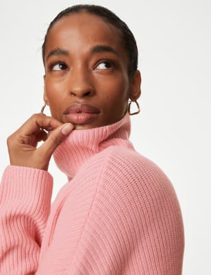 

Womens Autograph Gerippter Pullover aus Merinowolle mit Cashmere - Pink, Pink