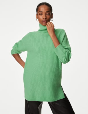 

Womens Autograph Merino Wool With Cashmere Ribbed Jumper - Leaf, Leaf