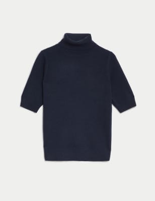 Pure Cashmere Roll Neck Knitted Top