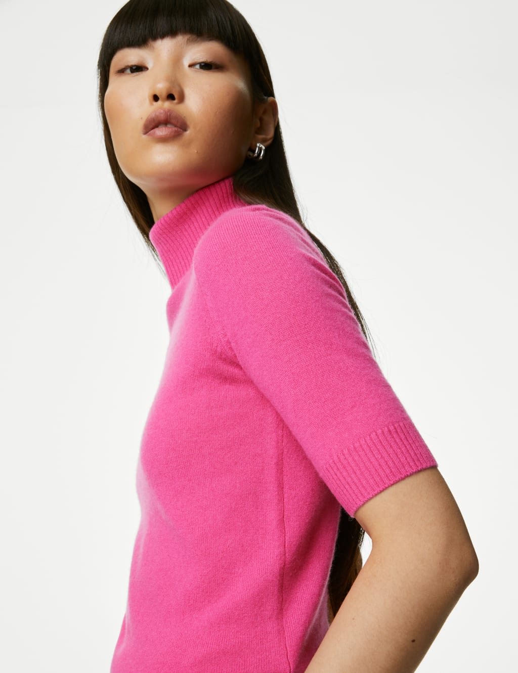 Pure Cashmere Roll Neck Knitted Top