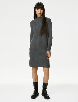 

Womens Autograph Merino Wool Rich Knitted Dress with Cashmere - Slate, Slate