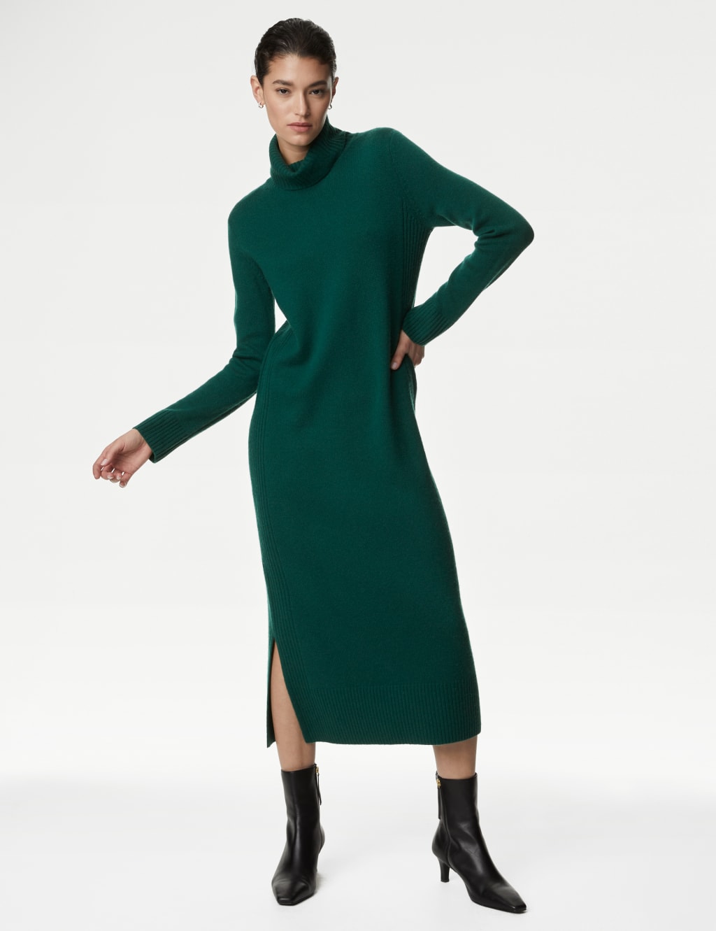 Merino Wool Rich Knitted Dress with Cashmere image 4