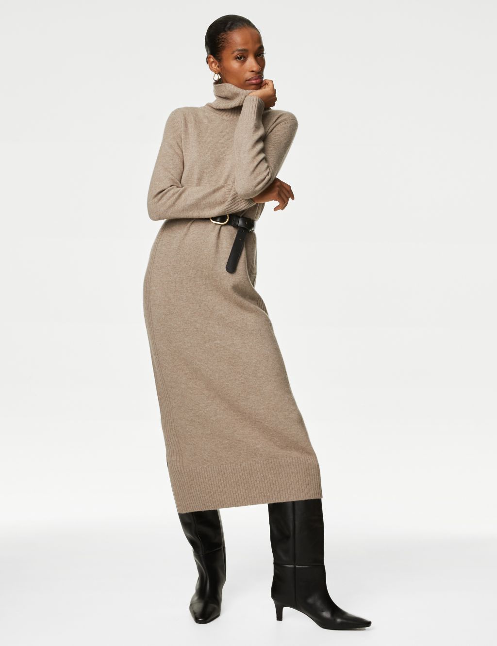 Merino Wool Rich Knitted Dress with Cashmere image 1