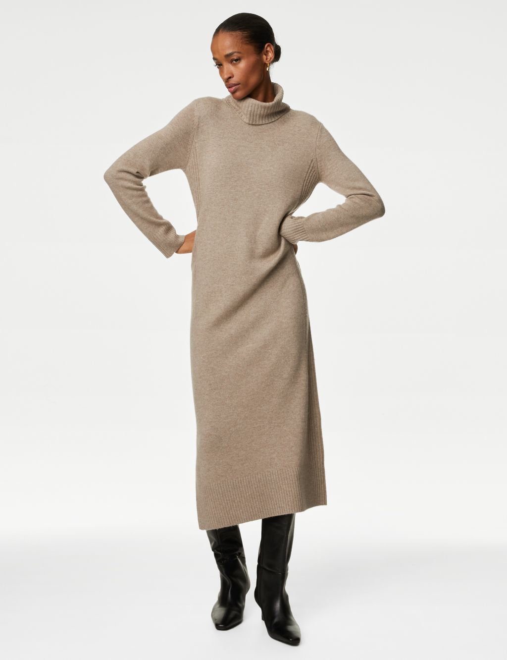 Merino Wool Rich Knitted Dress with Cashmere image 4