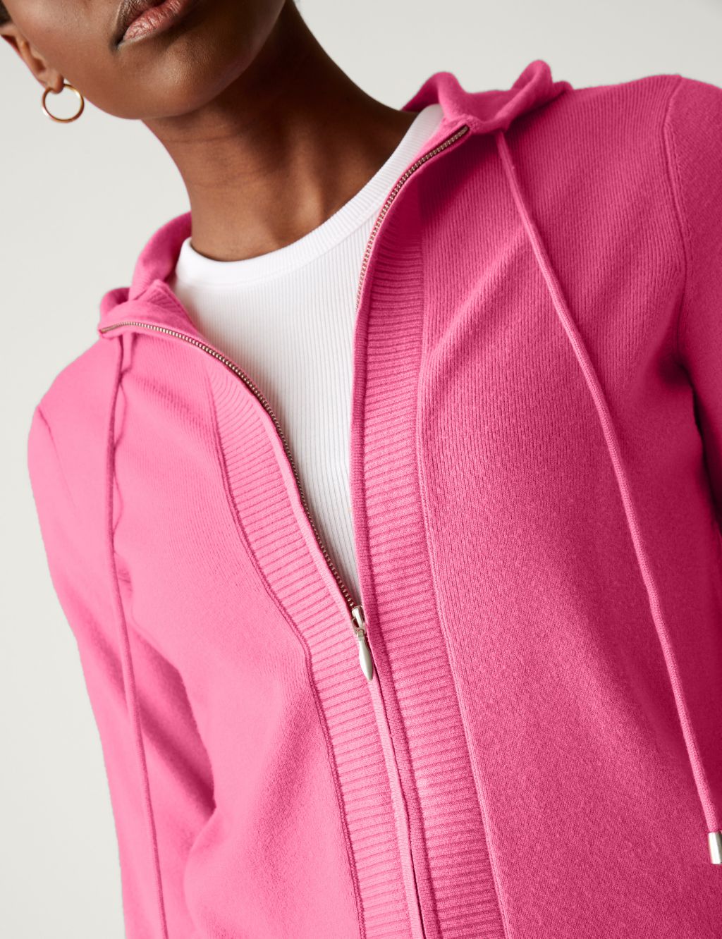 Soft Touch Textured Zip Up Relaxed Hoodie image 3