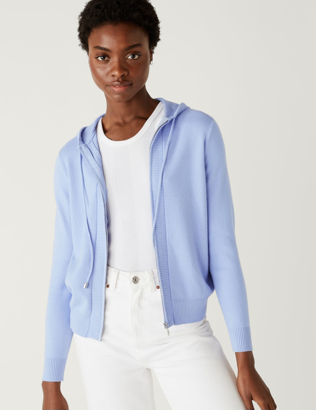 Soft Touch Textured Zip Up Relaxed Hoodie image 3