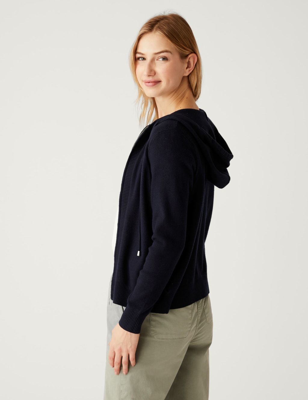 Soft Touch Textured Zip Up Relaxed Hoodie image 4