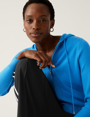 

Womens M&S Collection Bequemer Hoodie aus weichem Material mit Reißverschluss und Strukturmuster - Turquoise, Turquoise