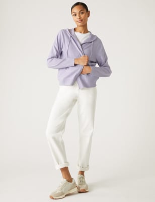 

M&S Collection Sudadera con capucha informal texturizada de tacto suave con cremalleraWomens - Pale Lilac, Pale Lilac