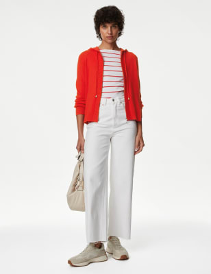 

M&S Collection Sudadera con capucha informal texturizada de tacto suave con cremalleraWomens - Tomato, Tomato