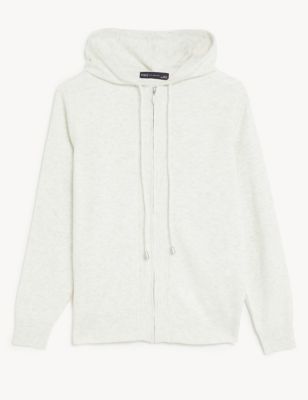 

Womens M&S Collection Soft Touch Textured Zip Up Relaxed Hoodie - Light Grey, Light Grey