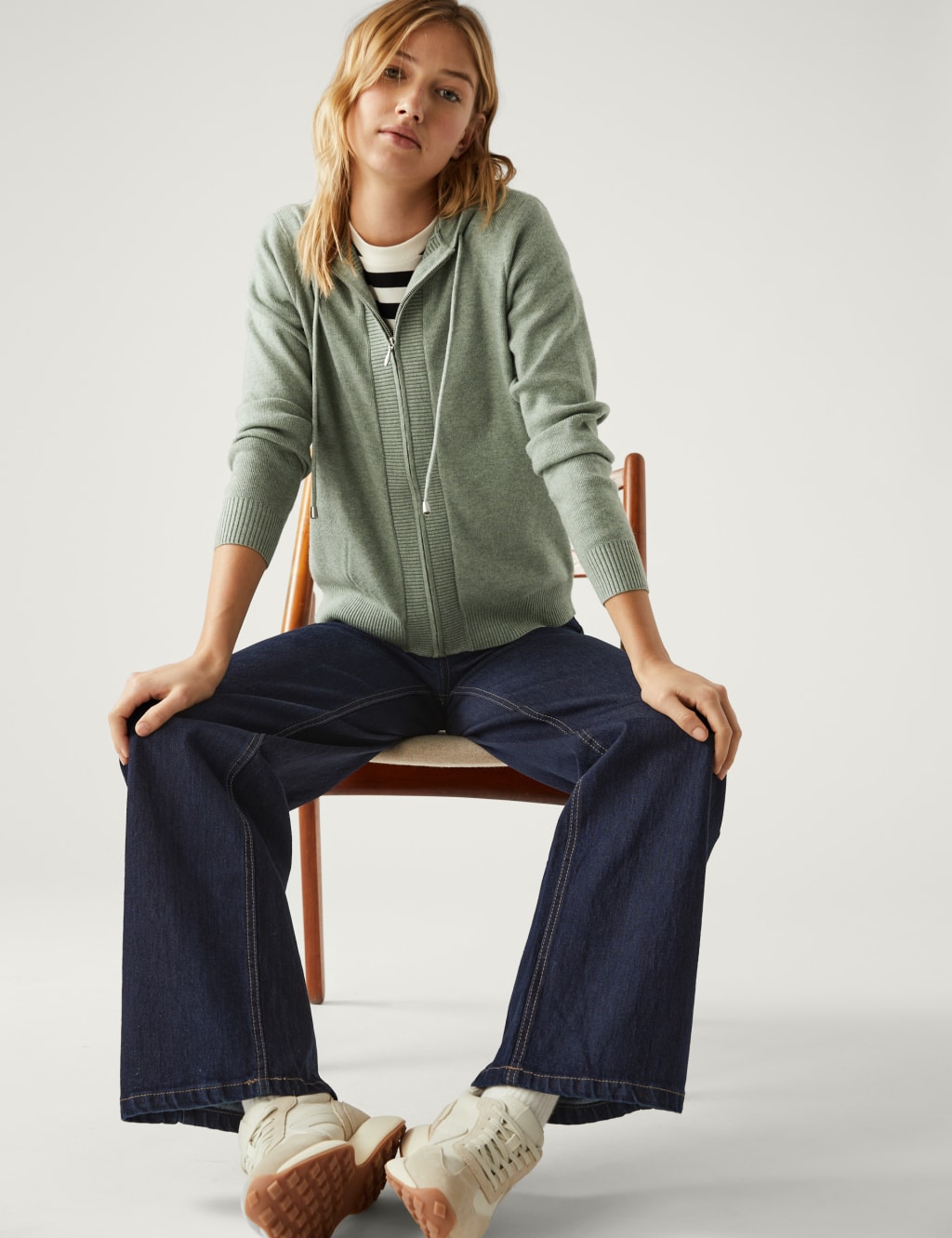 Soft Touch Textured Zip Up Relaxed Hoodie image 1