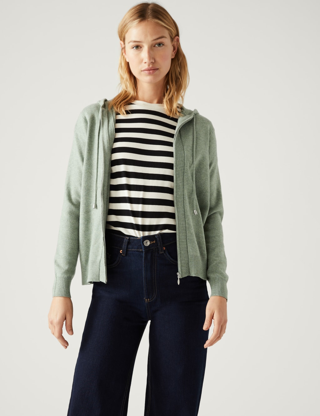 Soft Touch Textured Zip Up Relaxed Hoodie image 3